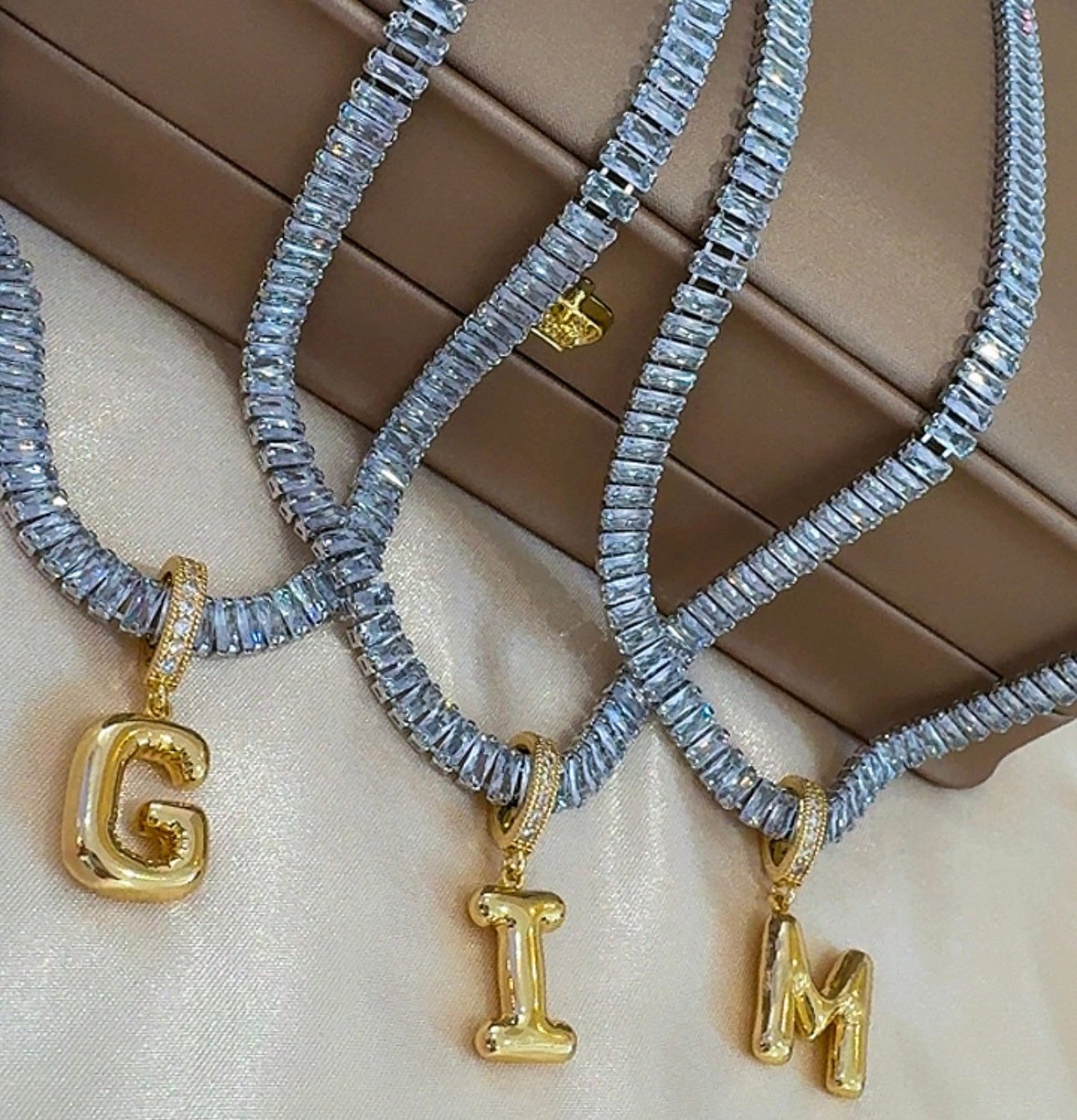 Initial stone necklace