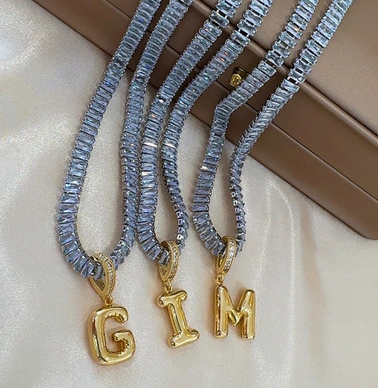 Initial stone necklace