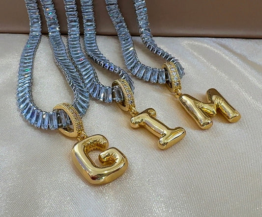 Initial stone necklace